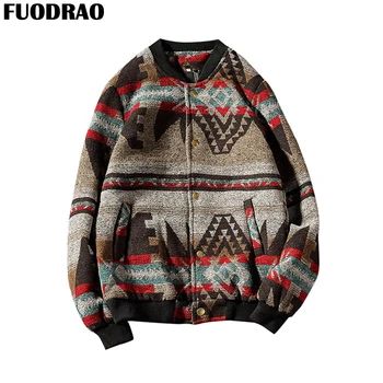 

FUODRAO Japan Style Woolen Jacket Bomber Jacket Men Fashion Harajuku Jacket Coats Men Hip Hop Streetwear 5XL J127