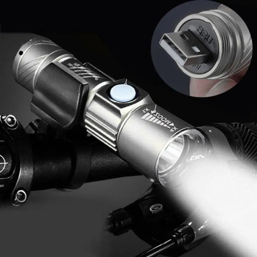 

2018 Flashlight Adjustable LED Zoom 3000LM MINI USB Rechargeable Flashlight Torch Portable Super Bright F7