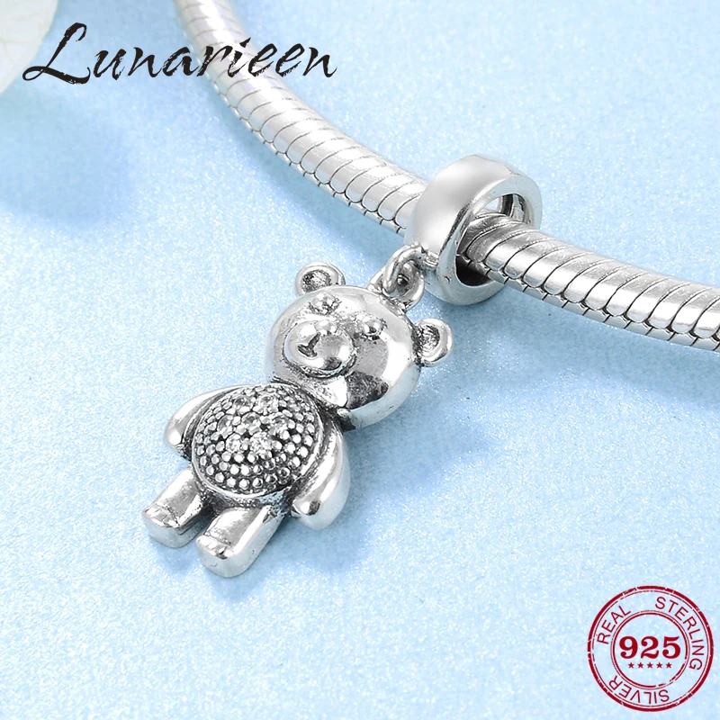 

New 925 sterling silver Charms lovely Little bear CZ Pendants fashion accessories jewelry making womens bracelets trendy 2018