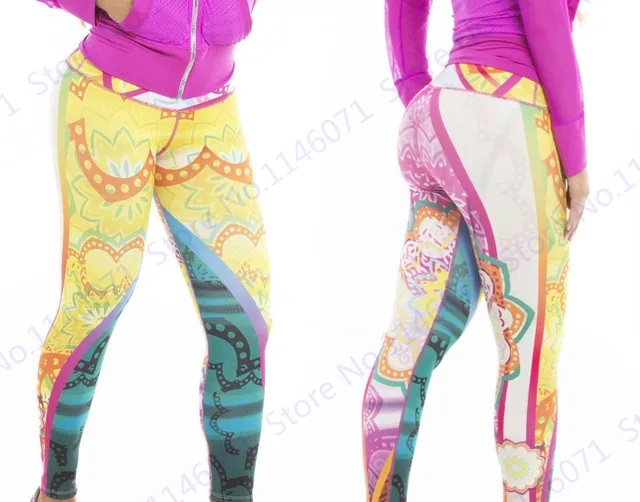 Indian Style Yoga Leggings Women Colorful Floral Gym Trousers Ladies
