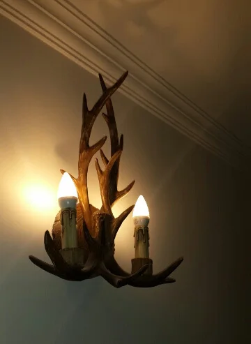 

Free shipping American country style Antlers design resin hallway corridor light toilet table light wall lamp