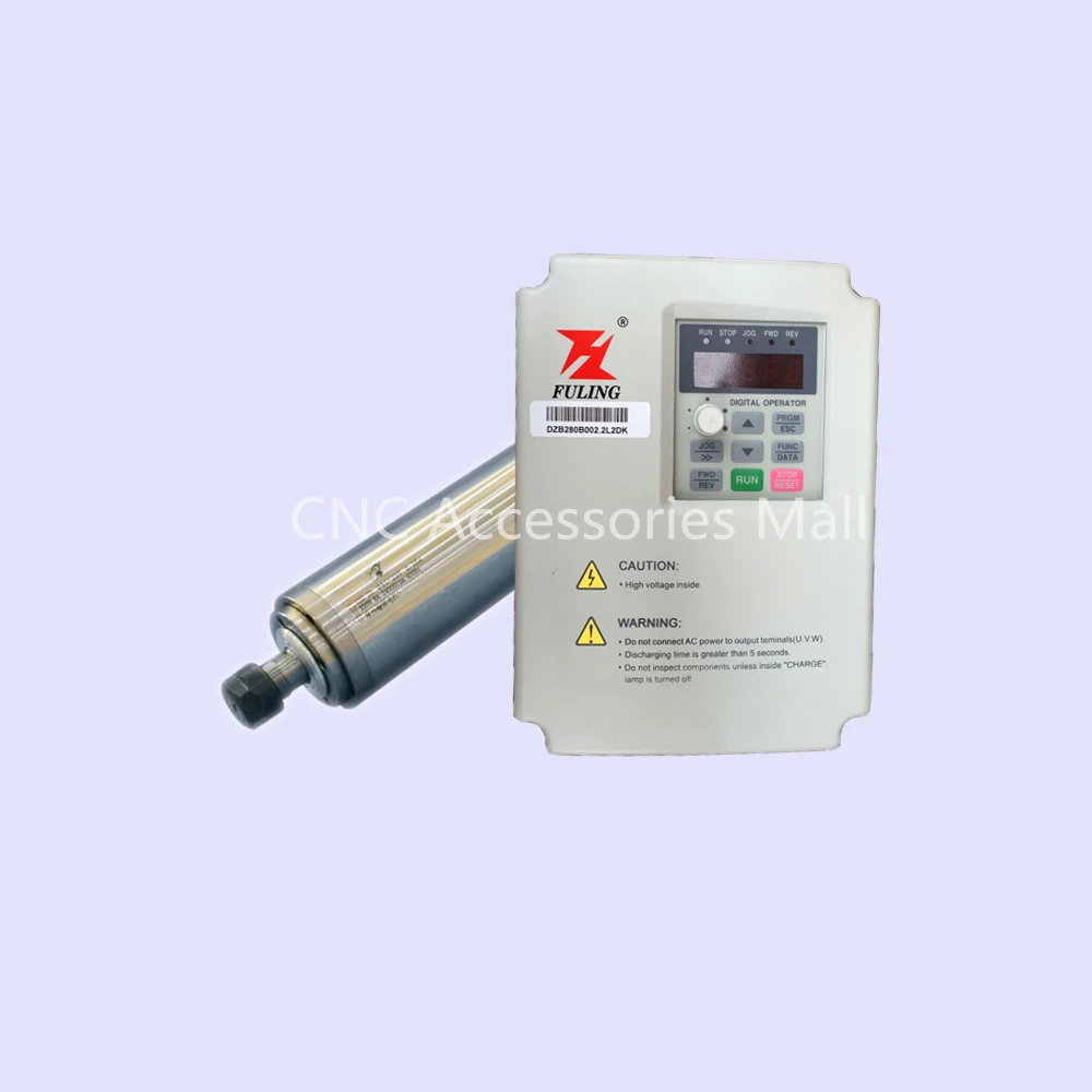 

2.2KW D85mm ER20 WATER COOLED MOTOR SPINDLE AC220V & 2.2kw 220v DZB280B002.2L2DK VFD Inverter