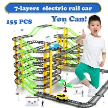 155PCS font b Set b font 7 Layers Electric Rail Car Rotary Building Model Kit font