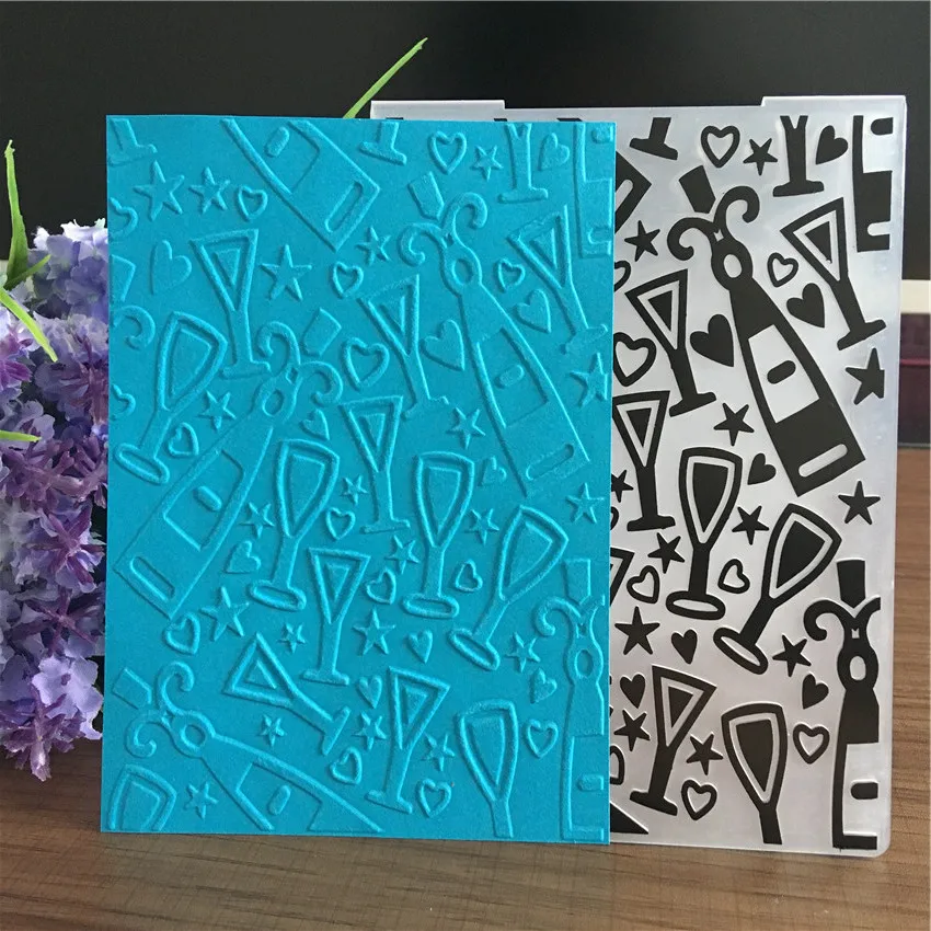  wine glass bottle plastic embossing folder for festival gift box greeting card invitation DIY paper - 32907375090