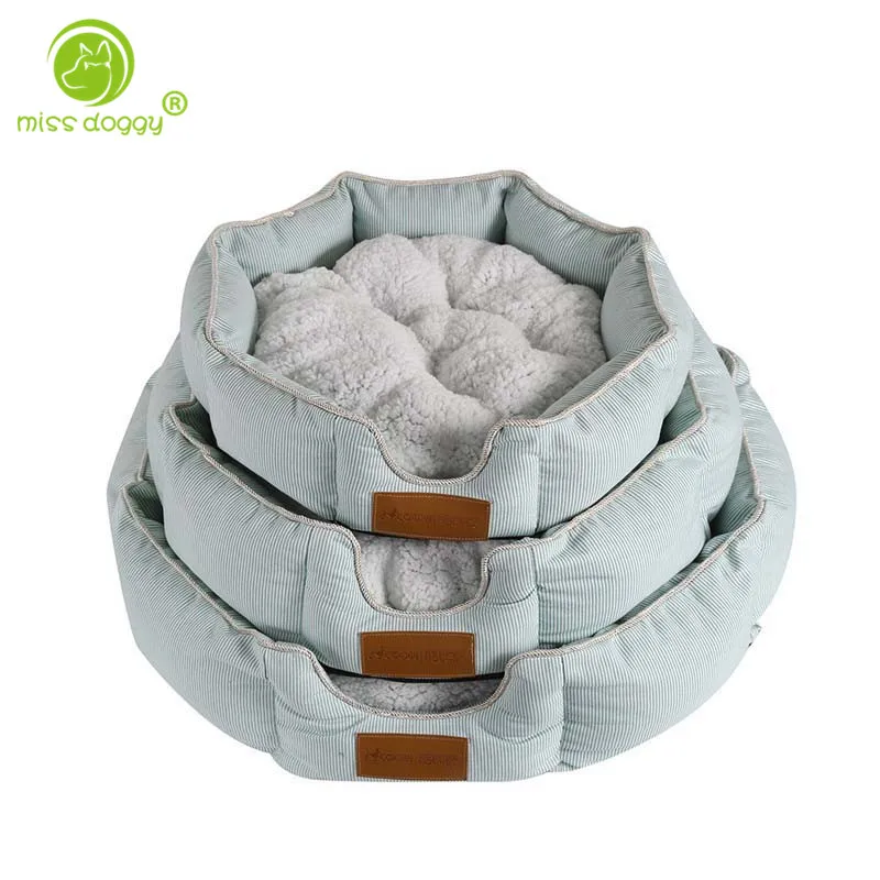 Классические простые однотонные кровати для собак, зимние Утепленные флисовые теплые коврики для маленьких собак, съемные моющиеся кровати для щенков, бульдог
