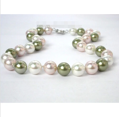 

14mm multicolour south sea shell pearls necklace @^Noble style Natural Fine jewe FREE SHIPPING