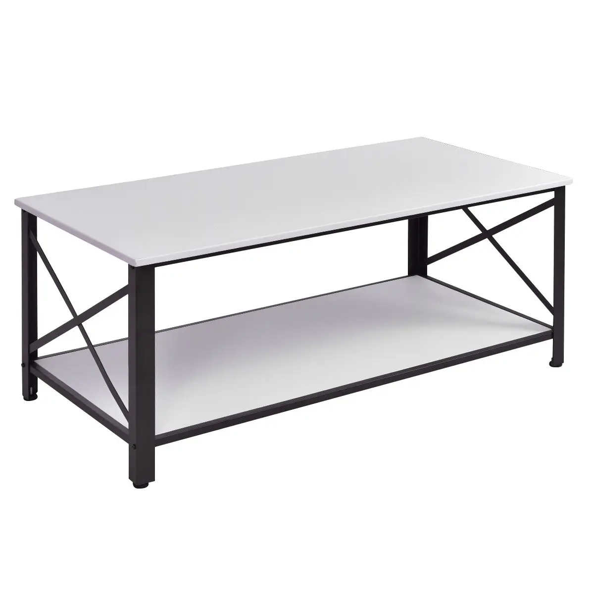 Giantex Wood Coffee Table Cocktail Side Accent Table Metal Frame with Storage Shelf White Living Room Furniture HW54329WH Giantex Wood Coffee Table Cocktail Side Accent Table Metal Frame with Storage Shelf White Living Room Furniture HW54329WH