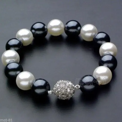 

>natural 10-11mm south sea black white multicolor pearl bracelet 7.5-8inch