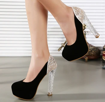 

Nice Spring Crystal Thick high-heeled Women Pumps Sexy Woman Shoes For Party High Heels Ladies Platform Shoes With sequinsWSH621