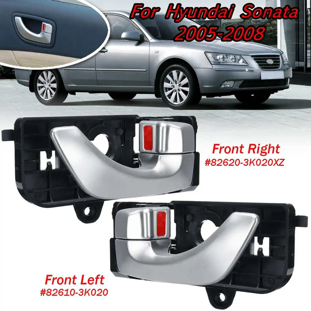 Front 4 шт. Передняя Задняя Межкомнатная дверная ручка для hyundai Sonata 2005 2006 2007 2008 836203K020XZ, 836103K020XZ, 826203K020XZ, 826103K020 - Цвет: Front