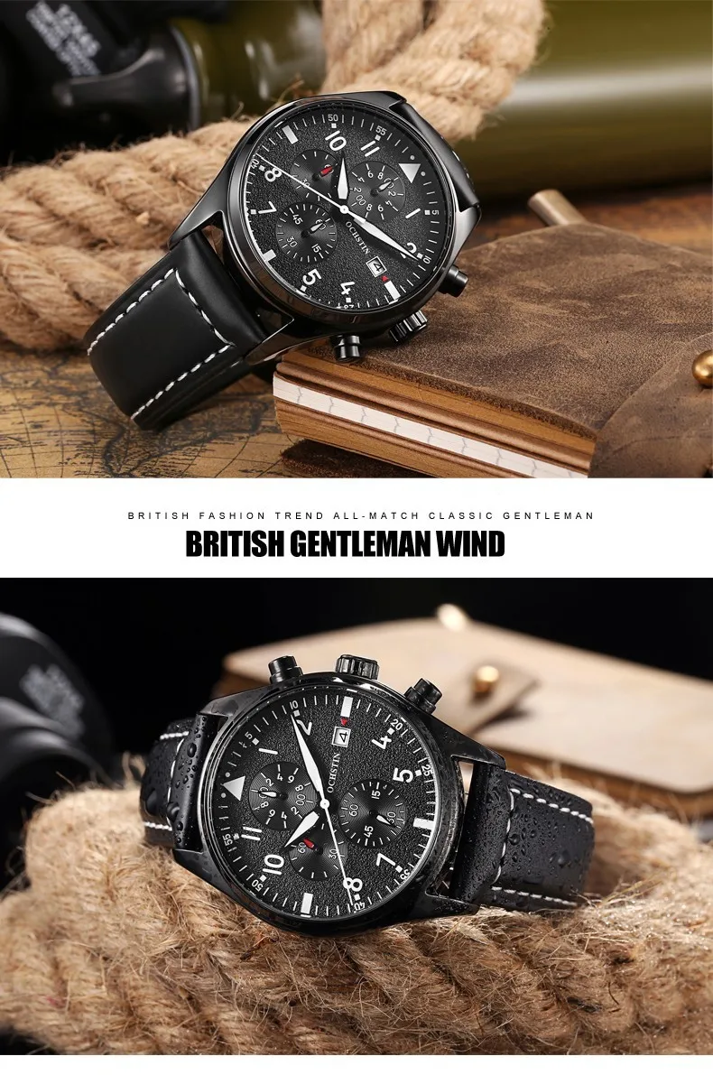 Zegarek męski na skórzanym czarnym pasku Ochstin Infinity Czarny 5 Zegarek męski na skórzanym czarnym pasku Ochstin Infinity Czarny 3