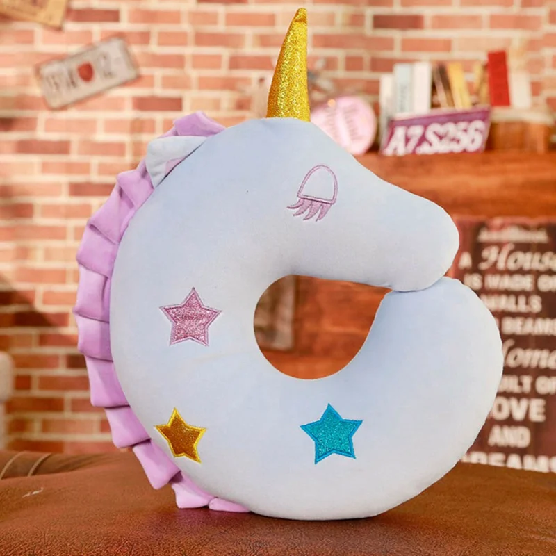 

Cartoon Soft Plush Unicorn Doll Pillow Colorful Unicorn U Shaped Neck Pillow Stuffed Animal Horse Cushion Gift