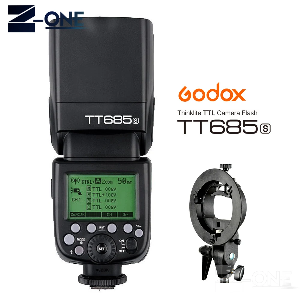 Вспышка для камеры Godox TT685S 2,4G HSS ttl+ кронштейн Bowens для sony A77II A7RII A7R A99 A58 A6500 A6000 A6300