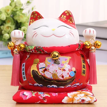 

Crafts Arts Home decoration Lucky Cat ornaments genuine cat large Japanese ceramic piggy piggy bank opened creative gifts