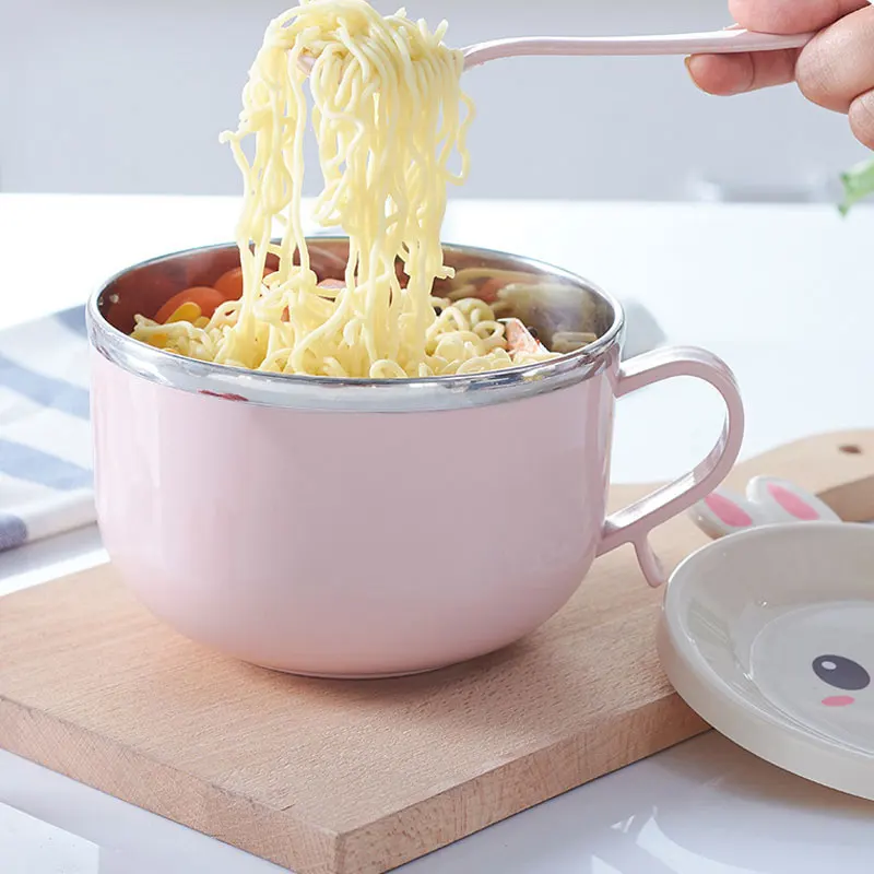 

PP Stainless Steel Bowl Cute Bowl Kitchenware Cookware Lunch Box for Cartoon Salad Heat Retaining Instant Noodle for Bento