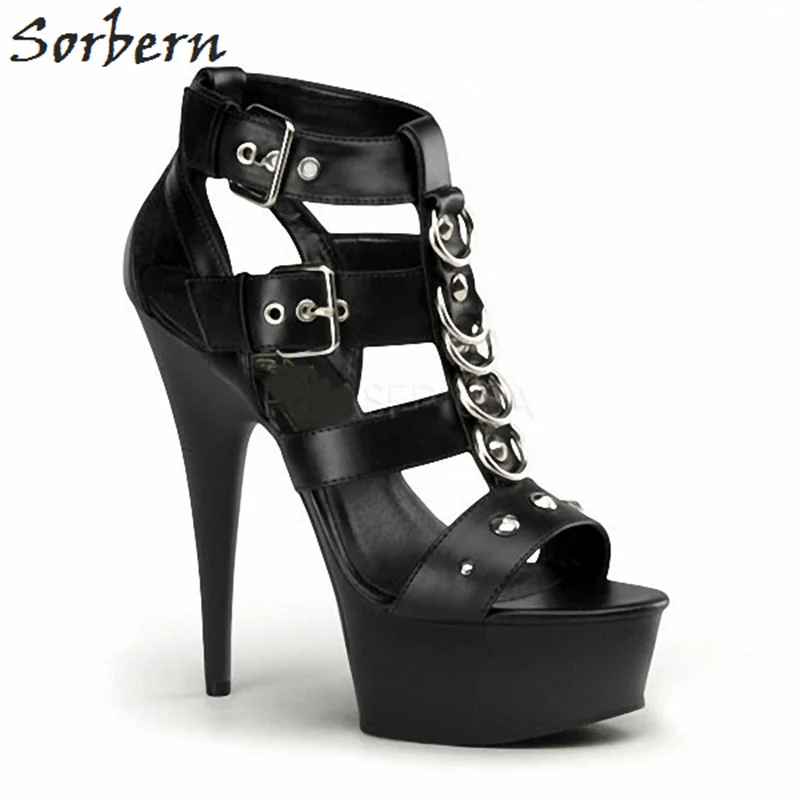 

Sorbern Fashion T-Strap Gladiator Style Sandals For Women 15Cm High Heels/5Cm Platform Shoes Ladies Open Toe Chain Summer Shoes