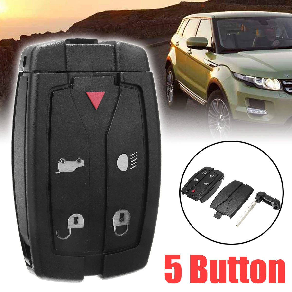 5 Button Remote Key Fob Case Shell+Key Blade Dedicated Replacement Car Key Cover Protector For Land Rover Freelander 2