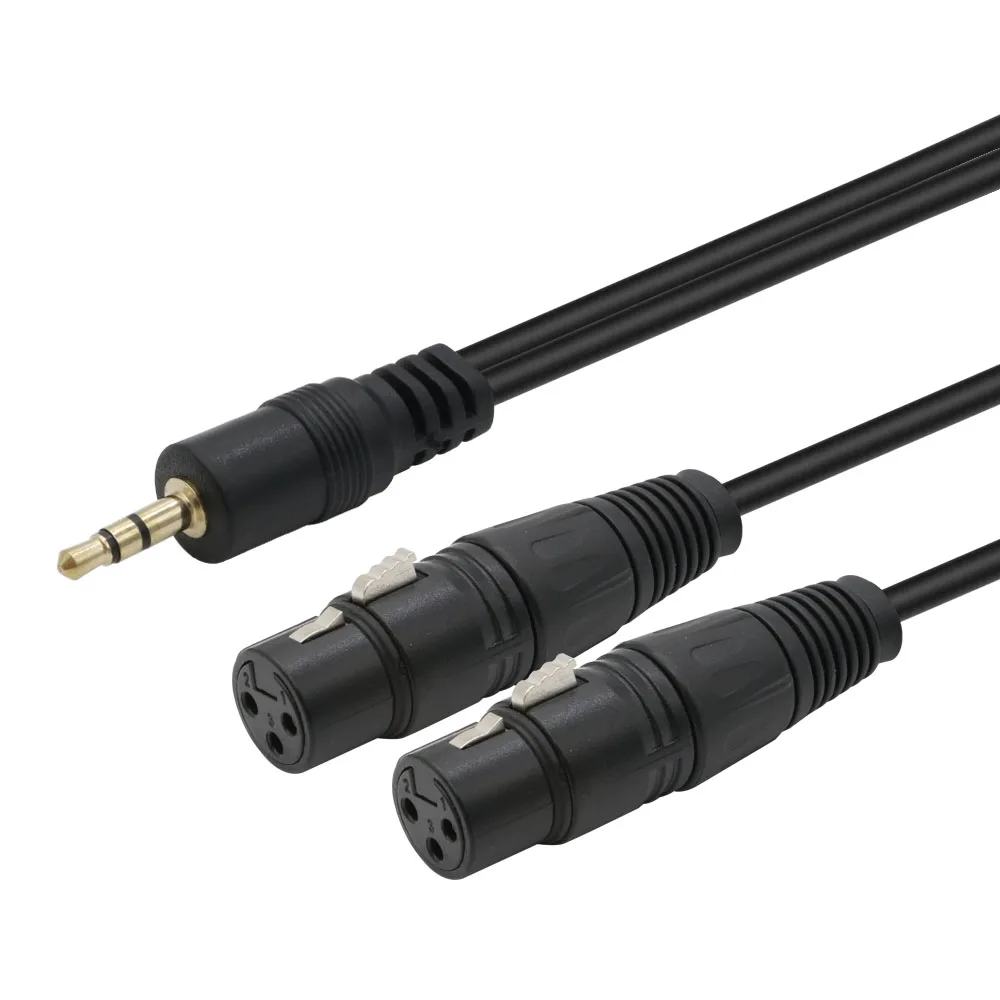 3 5 мм 1/8 &quotстерео угловой штыревой соединитель 2 XLR Pin Женский Y разветвитель аудио