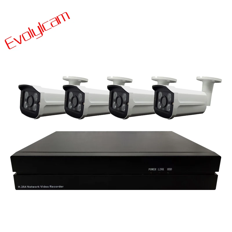 

Evolylcam 4CH/8CH POE NVR 2MP 1080P IP Camera Onvif P2P Outdoor IR Bullet Video Security Surveillance POE CCTV Camera System Kit