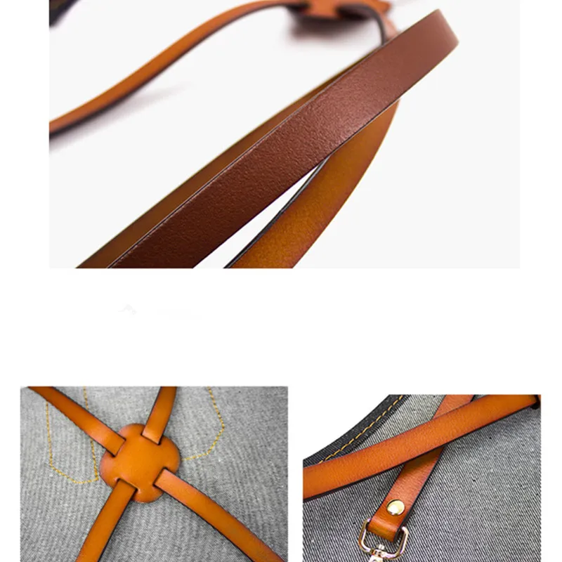 Denim Apron Leather Strap D82-9