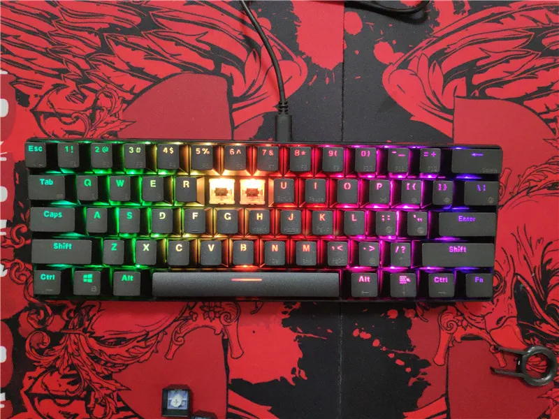 RGB Вишневый mx коричневый синий красный 61 клавиши RK61 Bluetooth Беспроводная