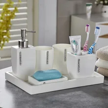 Набор из пяти предметов для ванной комнаты, Европейский минималистичный современный держатель для мытья стаканчиков зубных щеток с подносом, набор для умывания ванной, принадлежности LO723223