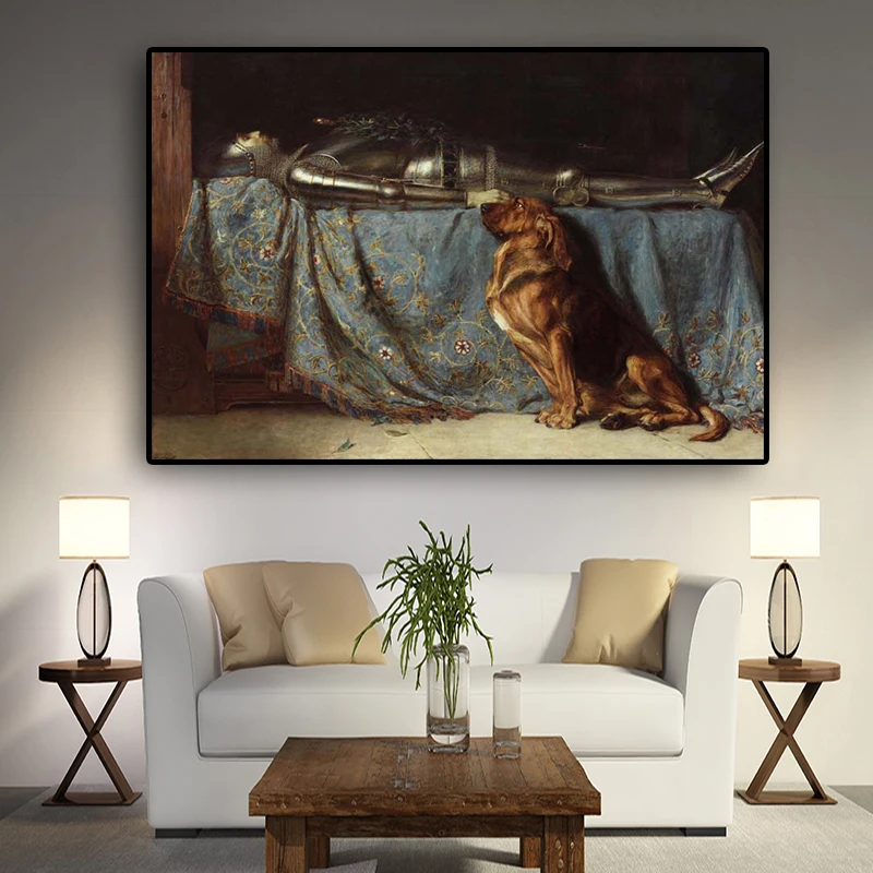 

Vintage Requiescat by Briton Riviere Canvas Art Portrait Painting Posters and Prints Scandinavian Wall Picture for Living Room