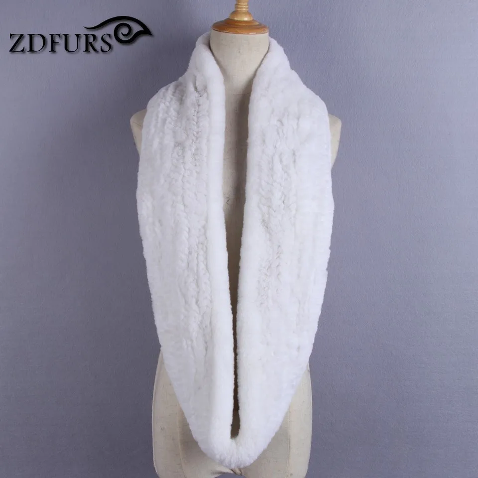 Goedkoop ZDFURS * Vrouwen Infinity bont sjaal echt real gebreide rex konijnenbont winter mannen bont sjaal handgemaakte Zwart Grijs bont sjaal