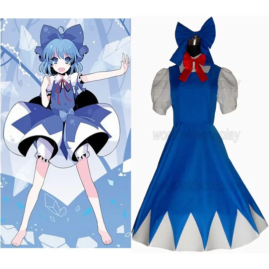 Бесплатная доставка костюм для косплея Touhou Project Cirno изготовленный на заказ