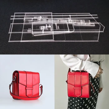 

1set DIY Acrylic Leather Template Home Handwork Leathercraft Sewing Pattern Tools Accessory Shoulder Bag 175x145x65mm