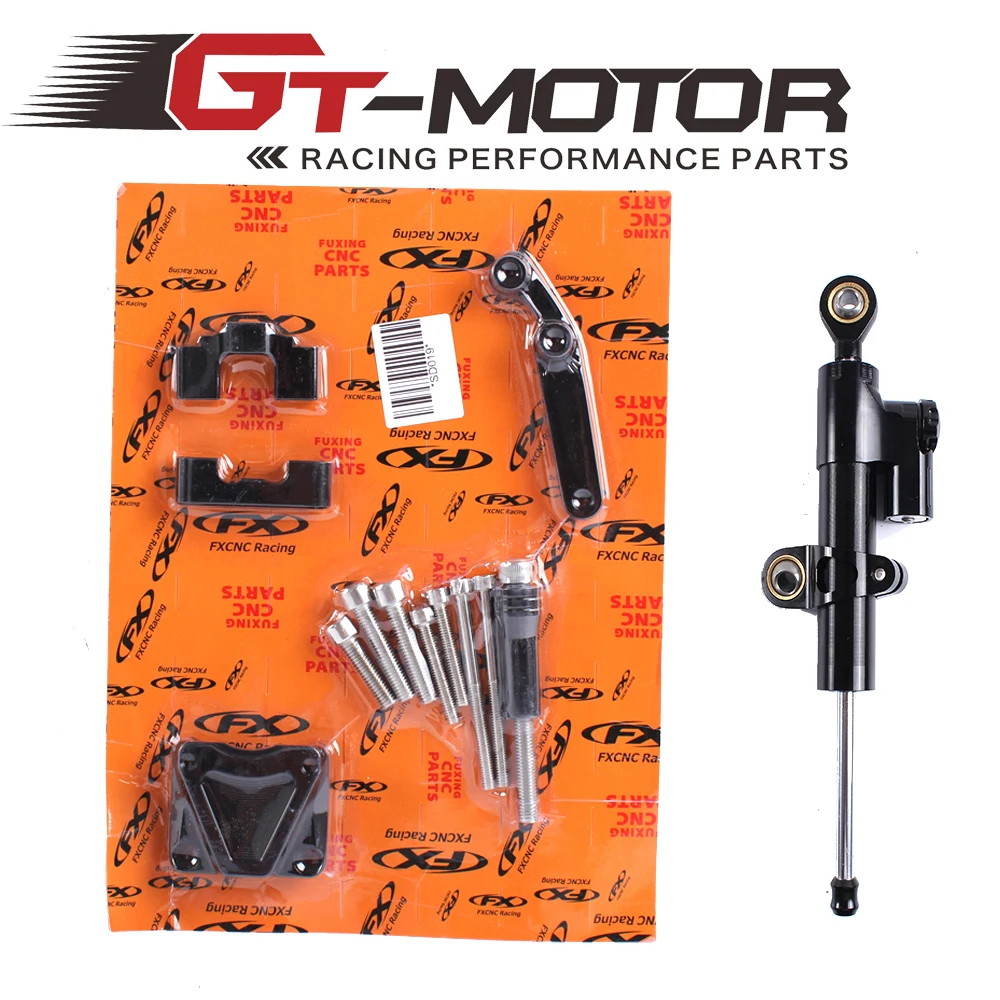 

GT Motor - CNC Steering Stabilize Damper Adjustable Complete Set Kit for KAWASAKI NINJA300 Ninja 250R Ninja 300 2013-2017