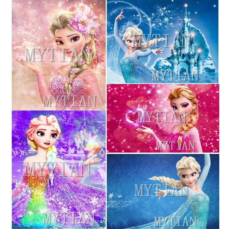5D DIY Diamond Painting Frozen Sister Elsa&Anna Cartoon girl Cross Stitch Full Round Diamond EmbroideryMosaic Decor Gift