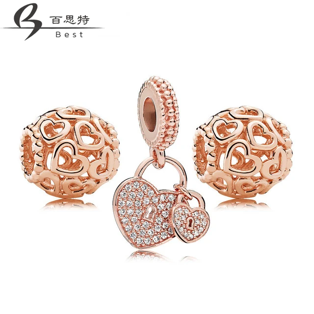 

BEST 100% 925 Sterling Silver Rose Open Your Heart Pack Beads fit charms original Bracelets jewelry Free Shipping