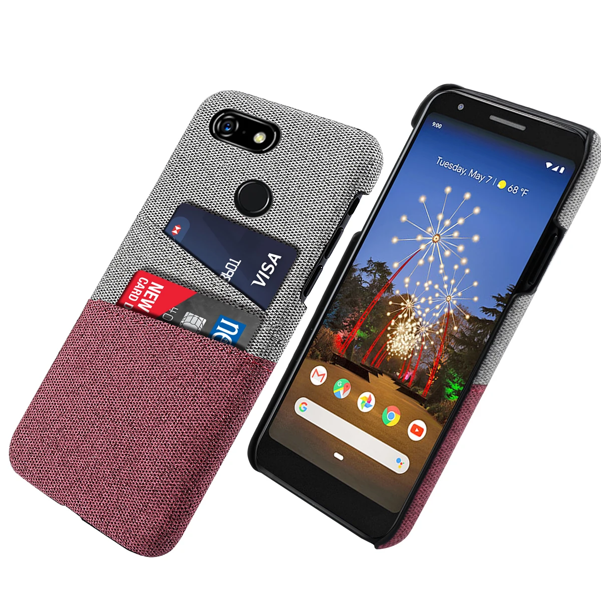 

For Google Pixel 3A 3A XL Case Retro Farbic Cloth Cards Holder Ultra Slim Anti-Scratch Hard PC Cover For Google Pixel 3A XL Case