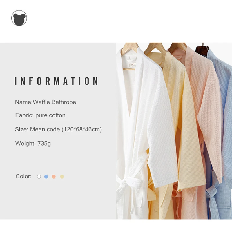 

Summer Cotton Waffle Bathrobe Women Suck Water Kimono Bath Robe Plus Size Sexy Peignoir Dressing Gown Bridesmaid Robes Long robe