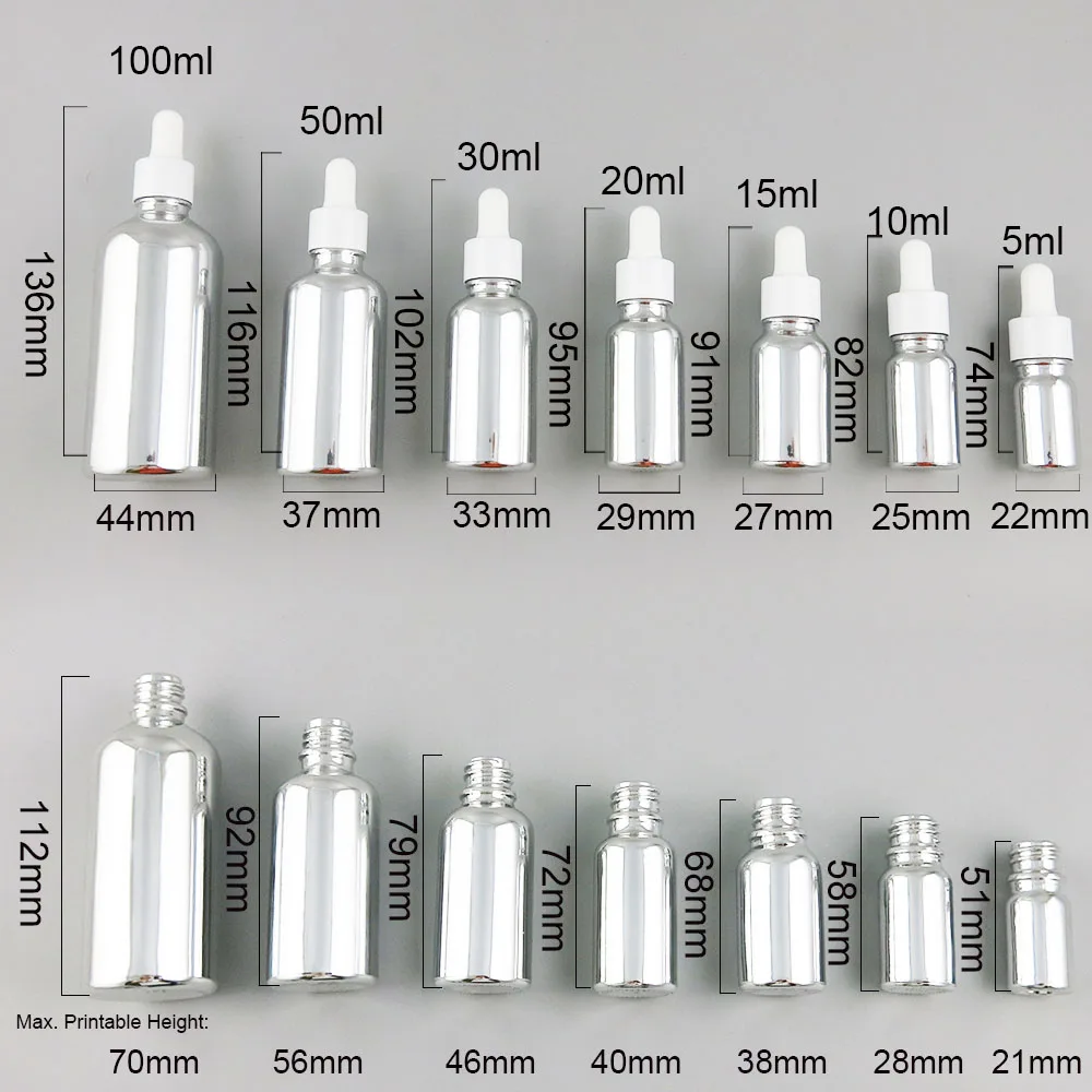 10x5 мл 10 мл 20 мл 30 мл 50 мл 100 мл эфирное масло стекло с серебрянным покрытием бутылка с 8 цветов капельницы для жидкий реагент пипетки