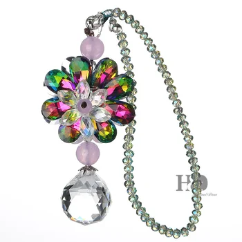 

H&D Hanging Chandelier Crystals Ball Prisms Fengshui Suncatcher Rainbow Pendant Maker Car Charm (colorful)