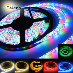 TSLEEN DC 12 В в RGB светодиодные ленты свет 3528 5050 SMD Fita светодио дный гирлянды светодиодные ленты клейкие Бар неоновый Рождество украшения