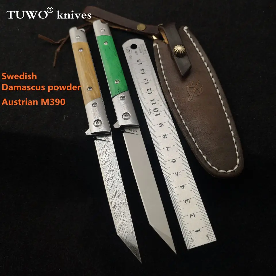 TUWO Ножи EDC Дамасская сталь складной нож тактика Открытый ручной M390 порошок