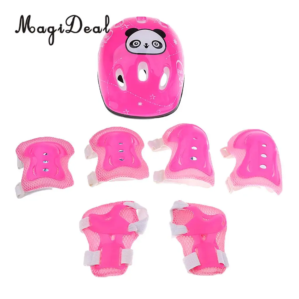 MagiDeal Soft 7Pcs Kid Child Roller Skating Bicycle Helmet Knee Wrist Guard Elbow Pad for Scooters Gokarts Skateboards Cycling 