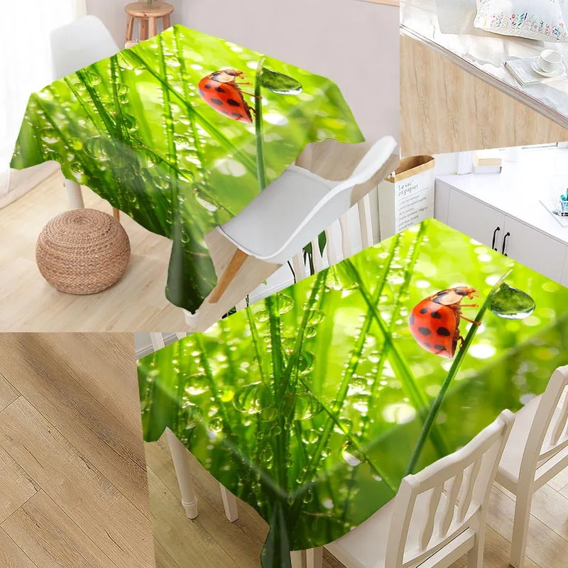  New Arrival Custom Ladybugs Table Cloth Waterproof Oxford Fabric Rectangular Tablecloth Home Party 