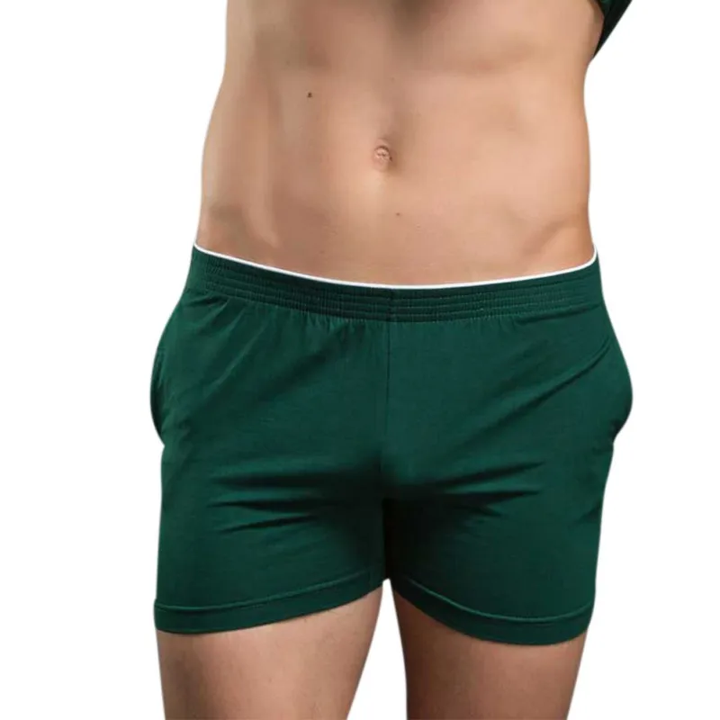 Новые мужские однотонные Cashal шорты из модала мягкие удобные домашние пижамы мужские шорты медленно наслаждайтесь жизнью - Цвет: Dark green