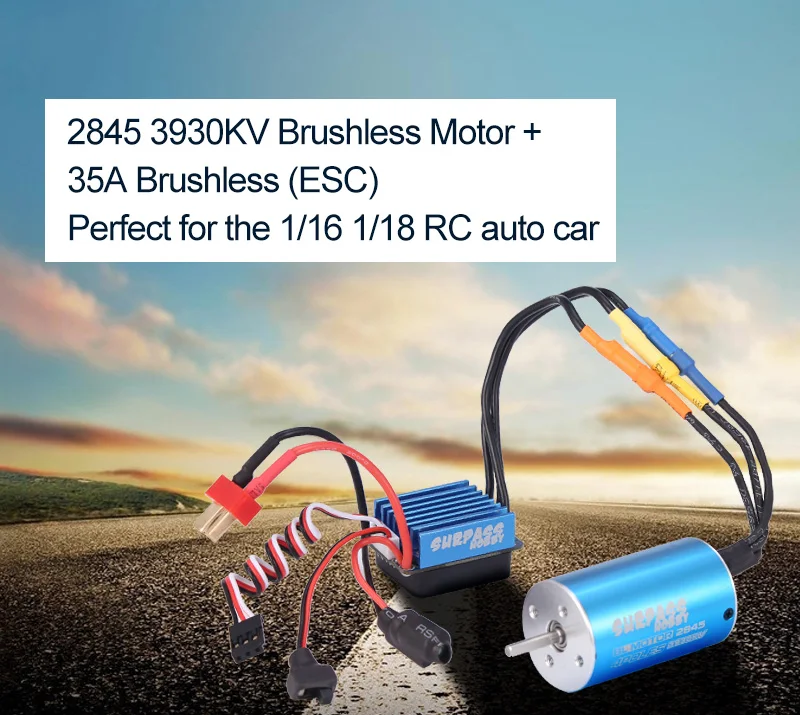 Бессенсорный бесщеточный двигатель SURPASS HOBBY 2845 3930KV 4P с 35A бесщеточным ESC Combo для 1/16