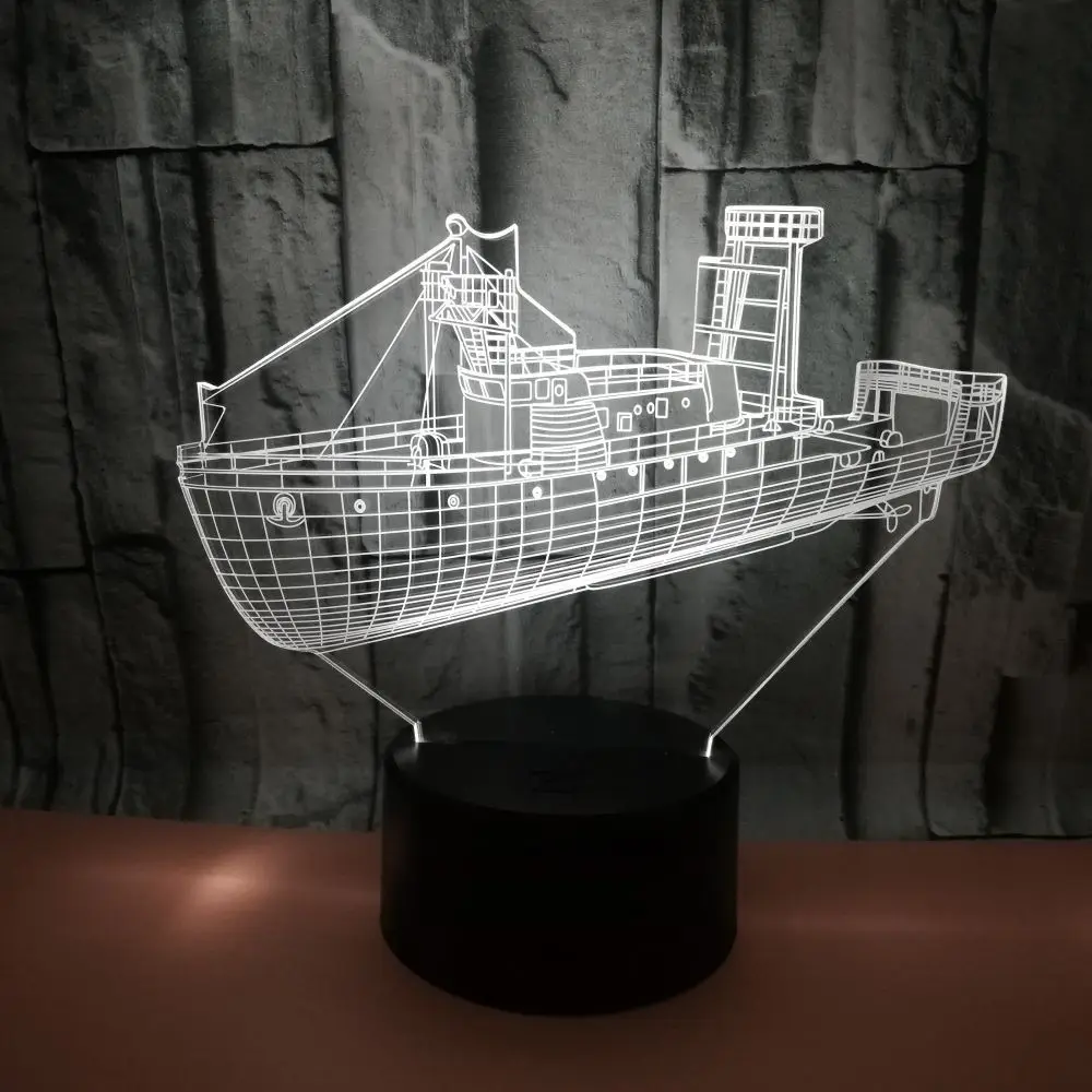 3D морское плавание корабль светодиодный светильник 7 цветов Изменение Иллюзия ночник usb настольная лампа Декор декоративное освещение для