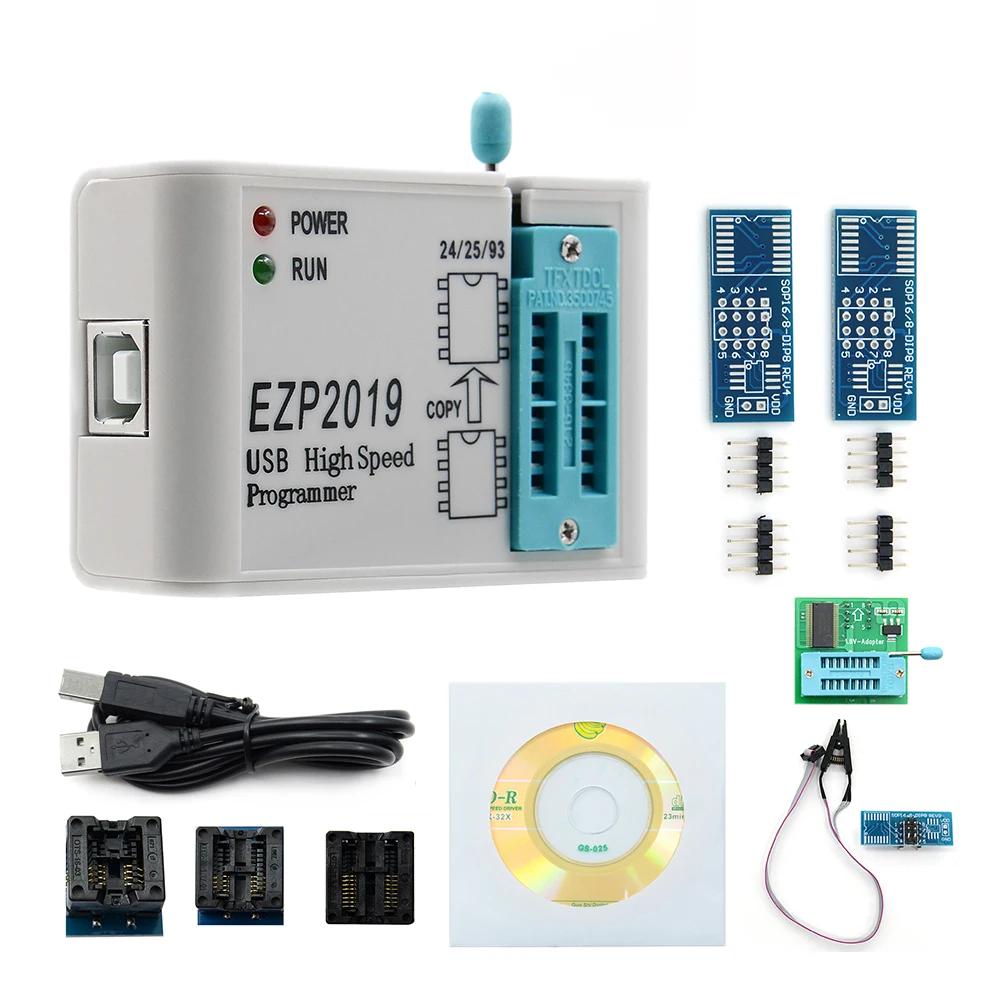 Ezp EZP2019 с высоким уровнем Скорость USB SPI программатор+ 7dapters Поддержка 24 25 93 EEPROM 25 флэш-память, BIOS Чип