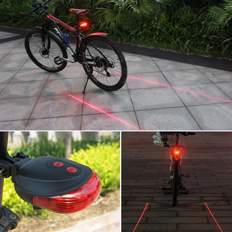 Parallel Line Bicycle Bike 5 LED Laser Light Parallel 2Laser Beam Rear Tail Lamp