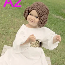 Принцесса Лея стиль крючком Детская шапка из Звездных Войн для новорожденных девочек костюм с большим цветком Хэллоуин/Косплей 30 шт./лот