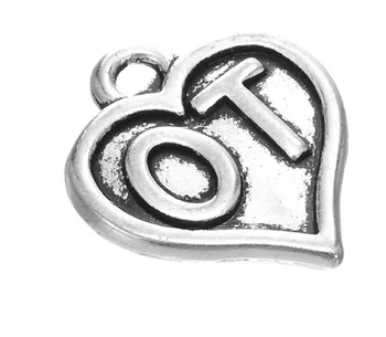 

50pcs love Heart shaped OT Ancient Silver Pendant charm Handmade earring bracelet necklace Jewelry Making DIY Components