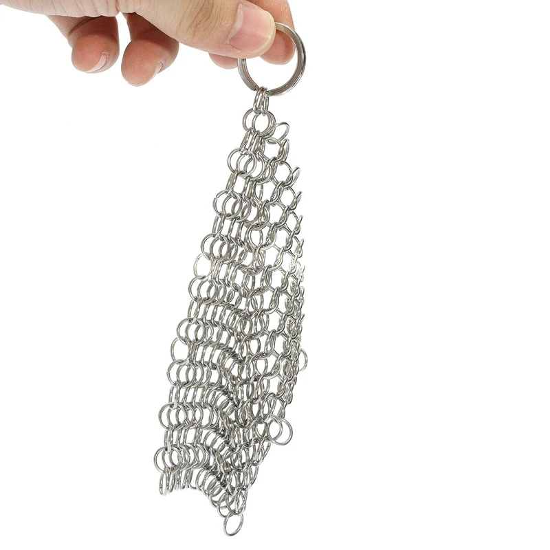 1PC 10 x 10CM Stainless Steel Skillet Cast Iron Cleaning Chainmail Ringer Scrubber