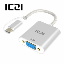 ICZI type C(USB 3,1 и Thunderbolt 3 порта совместимый) USB C адаптер VGA 1080P АЛЮМИНИЕВЫЙ корпусный кабель для lenovo Yoga MacBook Pro